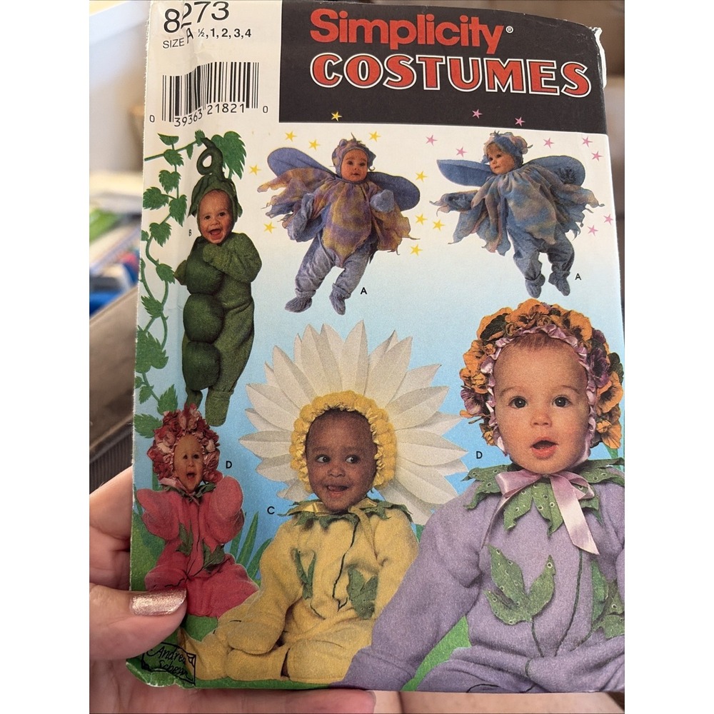 Simplicity 8273,UNCUT, Toddlers Costumes, Fairies, Flowers, Peas. Size 1/2 - 4